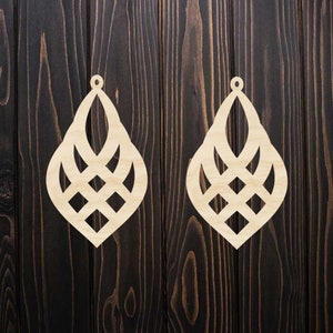 Bulk unfinished laser cut wood cutouts for earrings, wood blanks, various sizes, teardrop cutouts