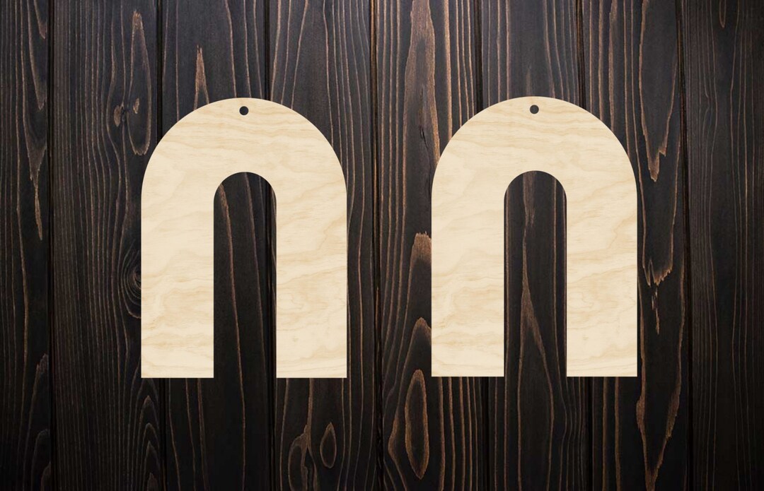 Upside Down U, Wood Earrings, Bulk Unfinished Laser Cut Natural Wood