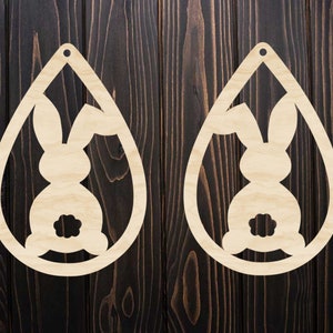 Bunny, rabbit, bulk unfinished laser cut wood cutouts for earrings, wood blanks, various sizes