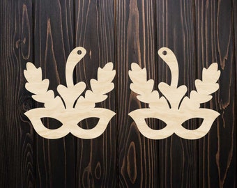 Bulk unfinished laser cut wood cutouts for earrings, wood blanks, various sizes, mardi gras mask
