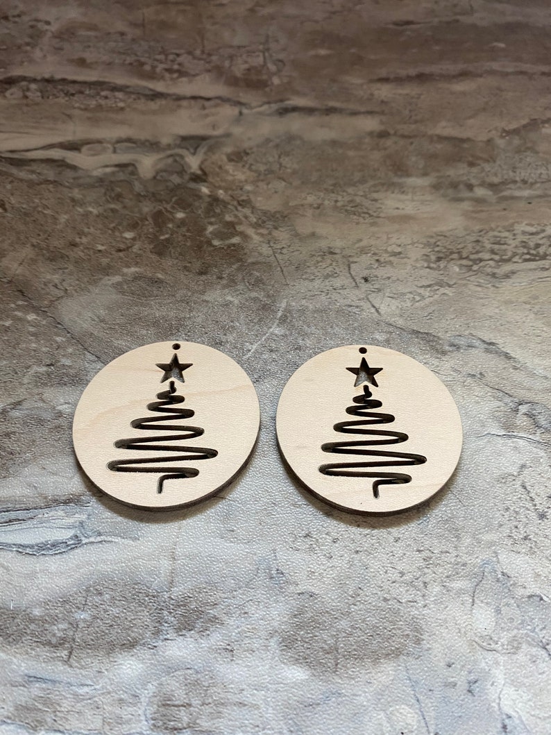 Línea árbol de Navidad en forma de círculo corte de madera | Etsy