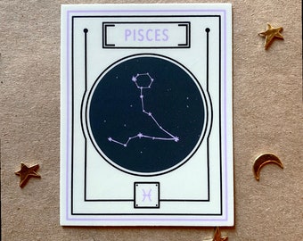 Pisces Constellation Sign Sticker | Pisces Sticker Zodiac | Witchy Boho Sticker