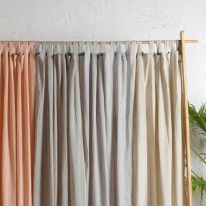 Classic minimalistic striped Tieback, rod pocket, tab top Linen Drapes, Perfect for Any Room in Your Home Natural Linen curtain
