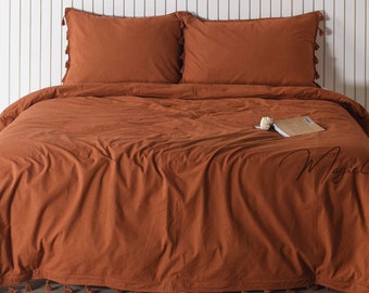 Stonewashed Duvet cover Terracotta duvet with pillow cases UO bedding duvet in twin full queen king size