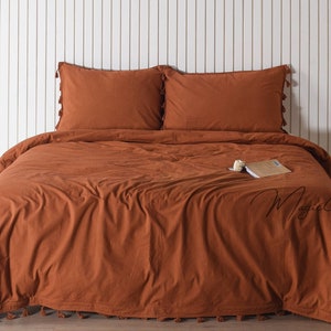 Stonewashed Duvet cover Terracotta duvet with pillow cases UO bedding duvet in twin full queen king size