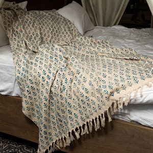 85x90 Queen Blankets and Throws boho Large Bedcover Warm Handblock Print Bed Throw