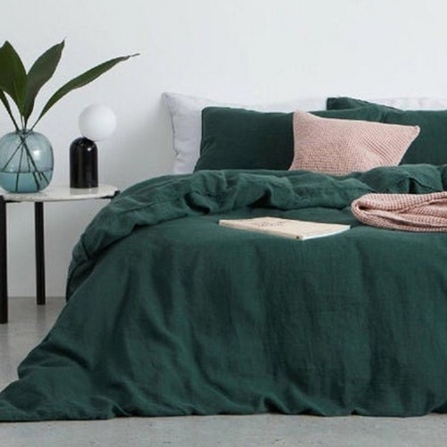 3 Pieces Luxury Crushed Green Velvet Duvet Cover Boho Bedding Etsy
