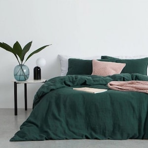 Washed Cotton 3 Pieces Boho Duvet Cover Uo Bedding Stone Washed Emerald Green TWIN/QUEEN/KING Organic Cotton Bedcover