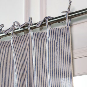 Classic minimalistic striped Tieback, rod pocket, tab top Linen Drapes, Perfect for Any Room in Your Home Natural Linen curtain