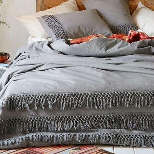 Grey Boho Duvet Cover Boho Decor 1/3/5 Piece Set Bohemian Etsy