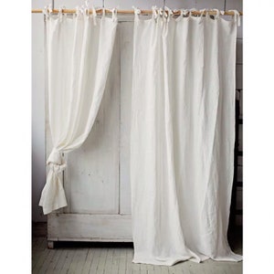 NATURAL linen curtains Tie top / Rod pocket / Tab Top drapes Bathroom Kitchen Bedroom drapery natural linen / homey style / linen drapes