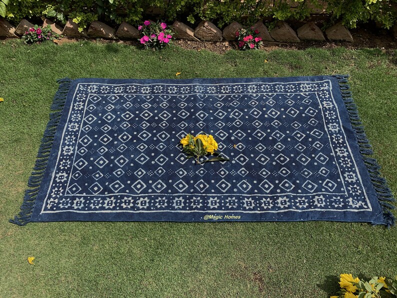 4X6 Feet rug Area rug Block printed rug 48X72 inches 120X180 cms carpet
