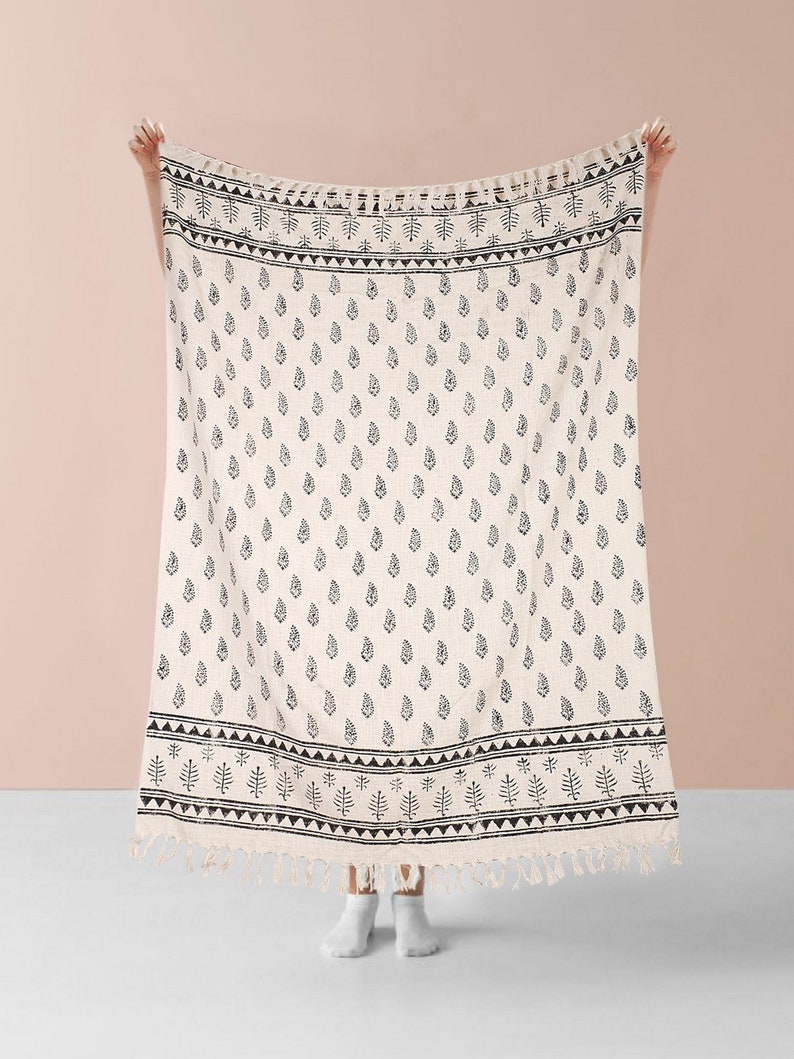 50x70 Handwoven Mud Cloth Block Print Throw Blanket Etsy