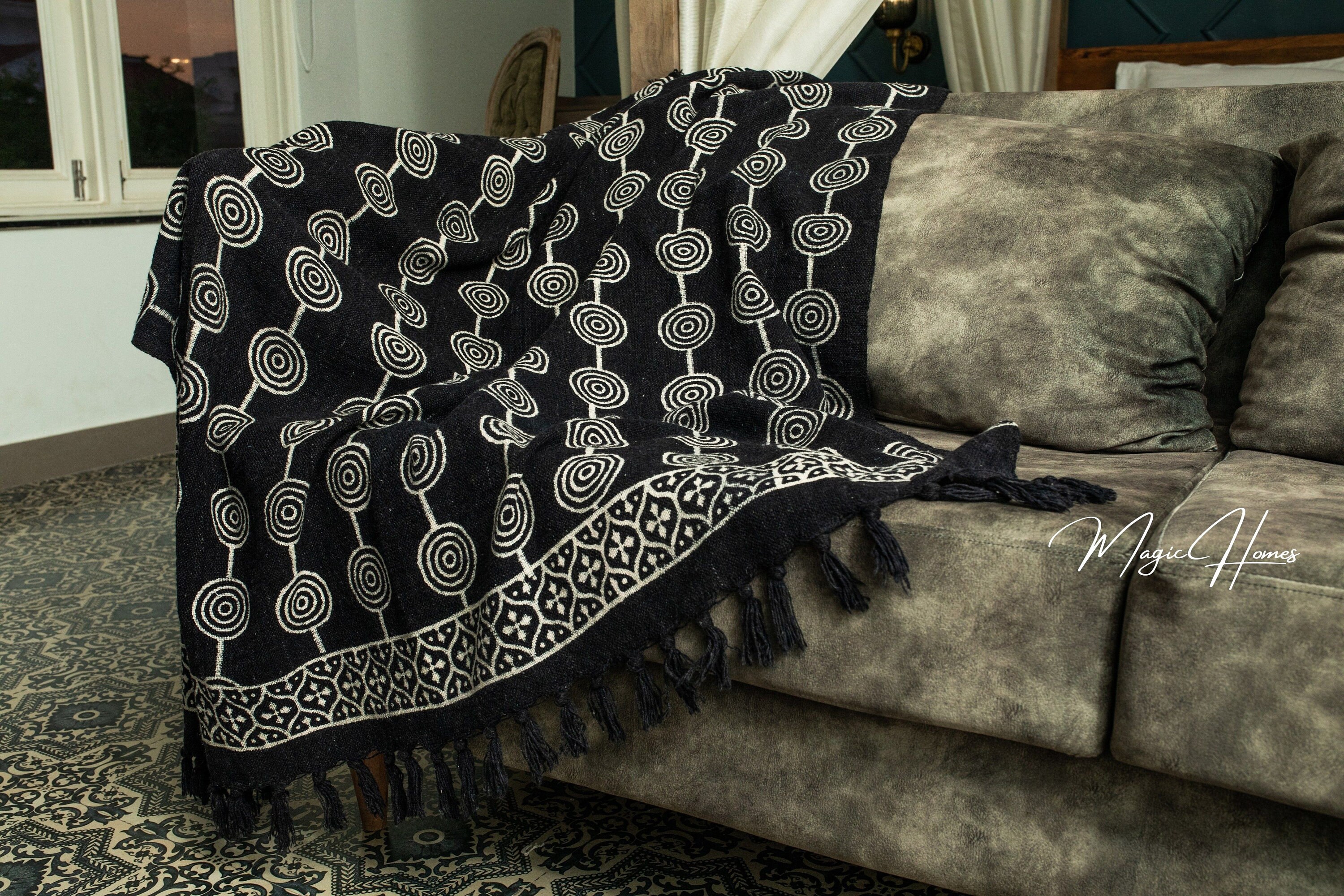 Black and White 50x70 Inches Throw Blanket Hippie Blanket Etsy