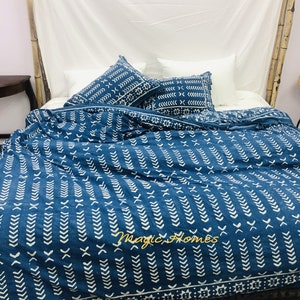 Daabu Printed Duvet comforter cover queen twin king size reversible indigo bedding set vegetable natural dyed