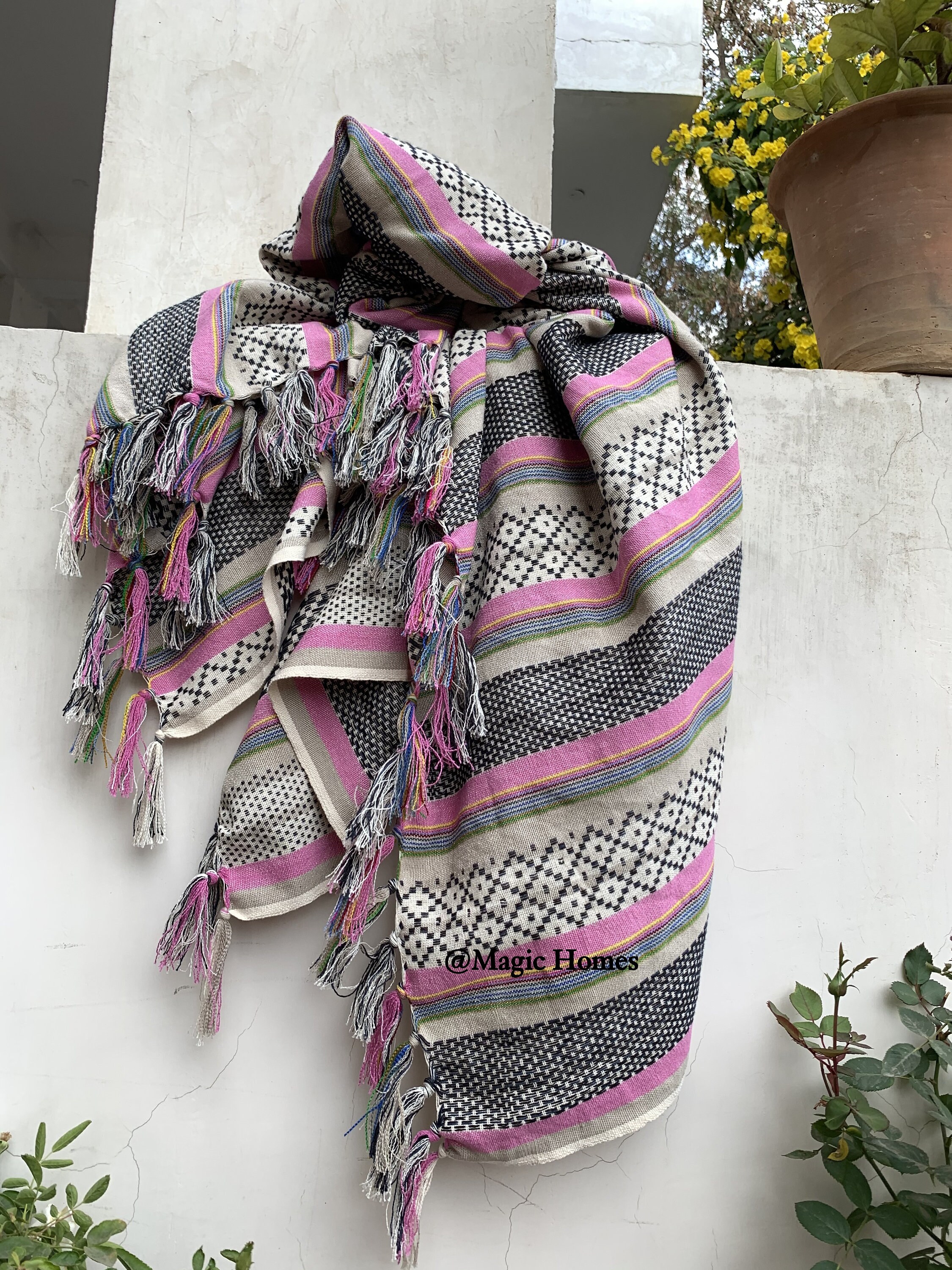 Hand Woven Cotton Blanket Light Weight Handmade Throw Pink Etsy