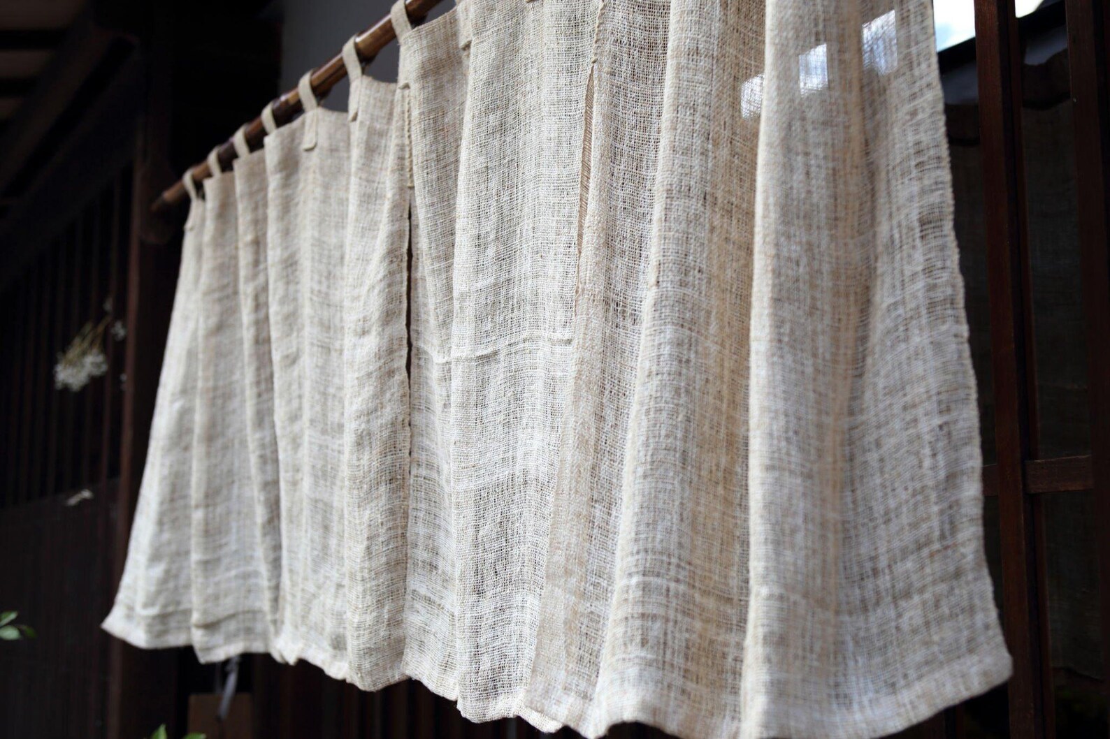 Natural Rustic Gauze Curtain Panel See Through Window Etsy