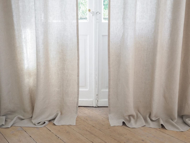 NATURAL Linen Curtains Tie Top / Rod Pocket / Tab Top Drapes Etsy