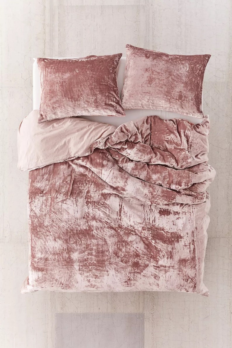 3 Pieces Luxury Crushed Rose Gold Velvet Duvet Cover Boho Etsy