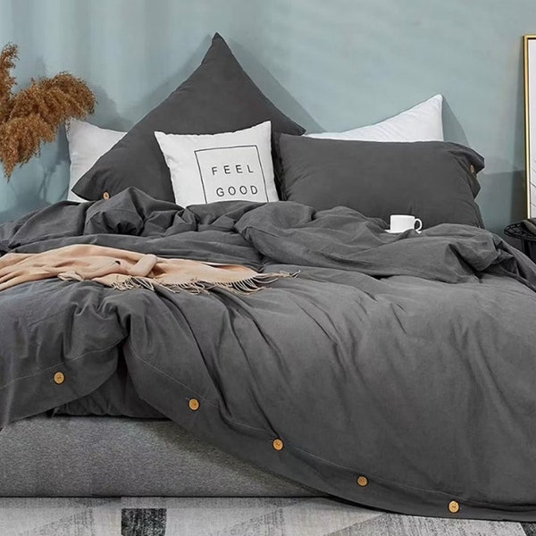 3 Pieces Grey Boho Bedding Washed 100% Cotton Duvet Cover Exclusive Duvet Cover Uo Bedding Queen Duvet Cover