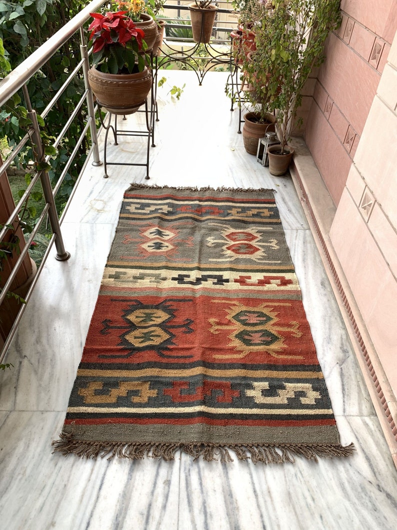 3x5 Feet Indian Wool Jute Rug 4x6 Feet Traditional Jute Rug Etsy