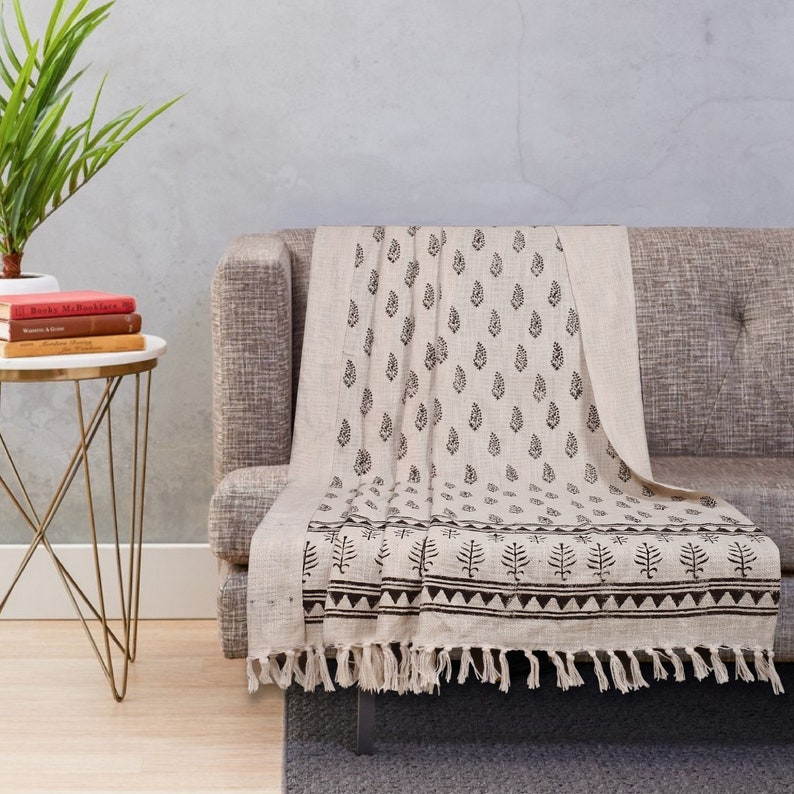 50x70 Handwoven Mud Cloth Block Print Throw Blanket Etsy