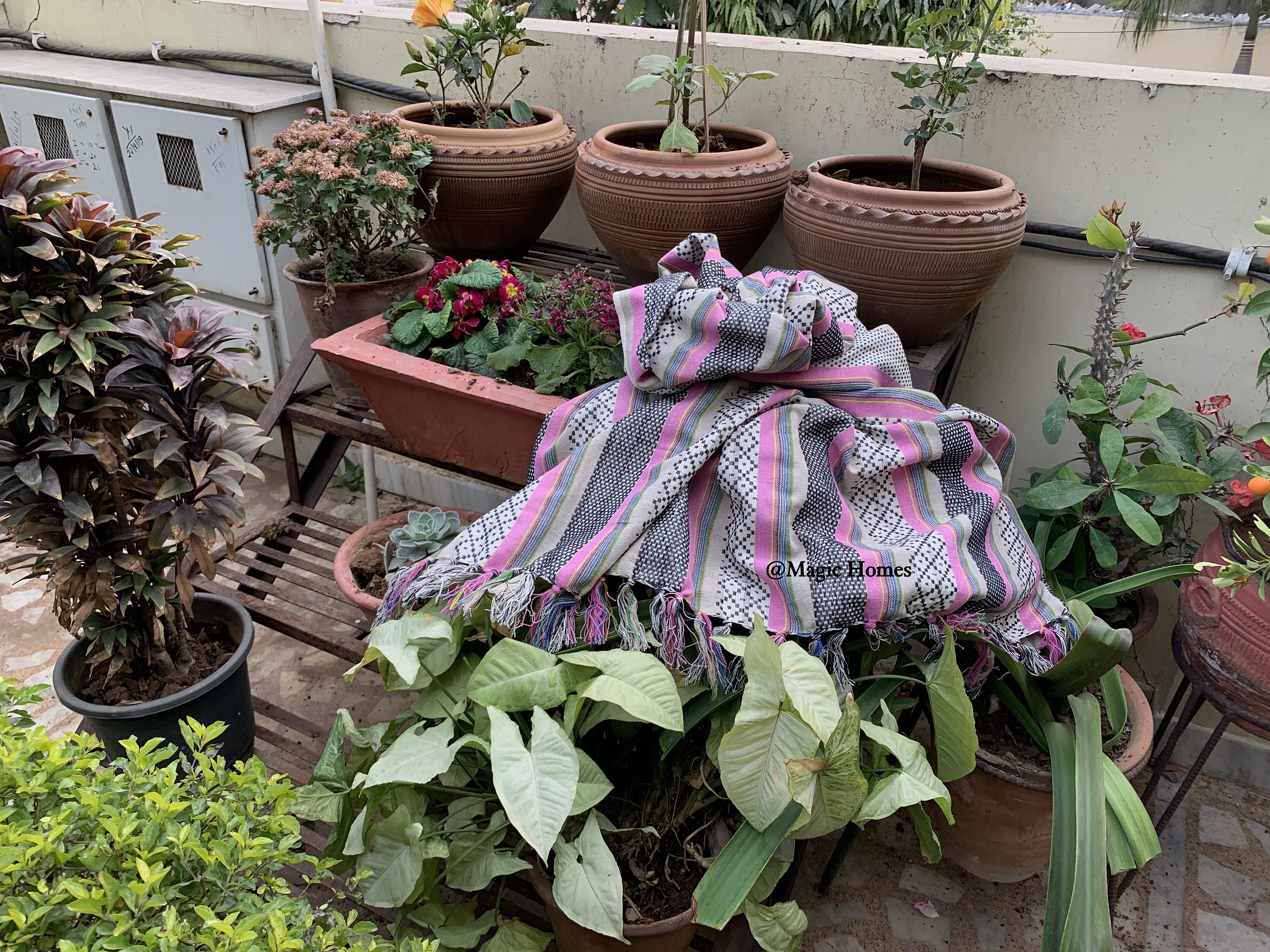 Hand Woven Cotton Blanket Light Weight Handmade Throw Pink Etsy