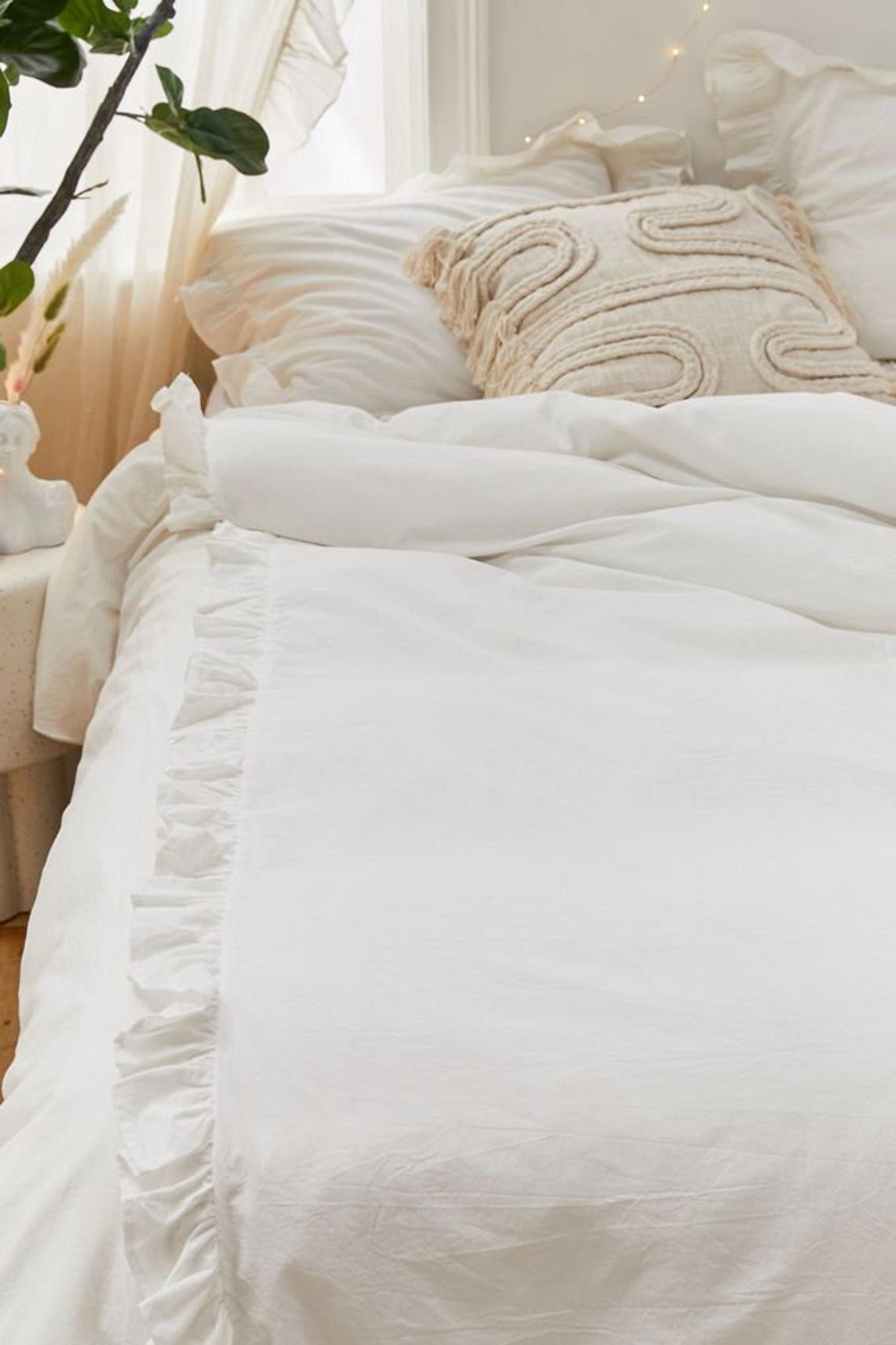 White Soft Cozy Cotton Boho Duvet Queen Comforter Cover Uo Etsy