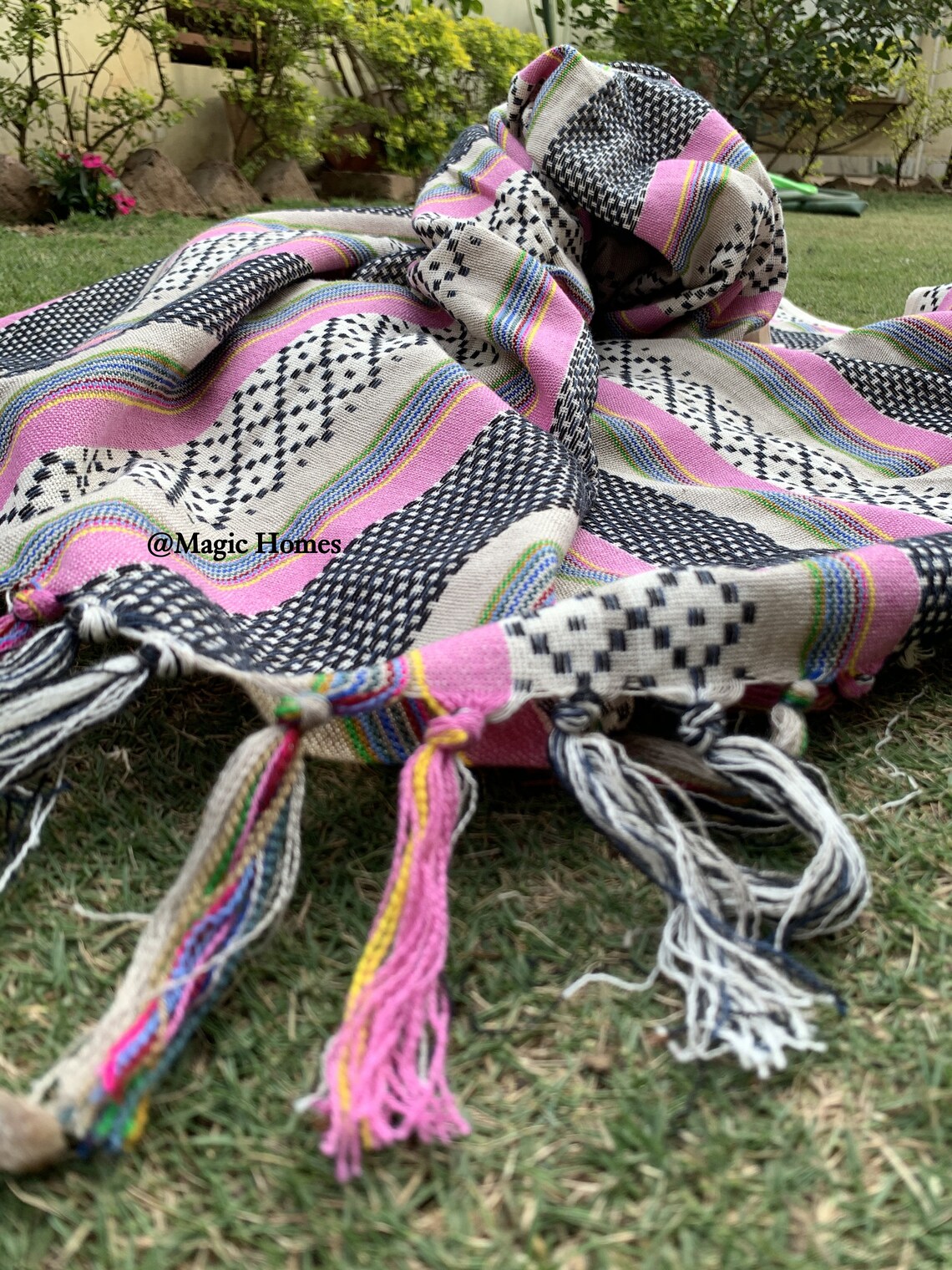 Hand Woven Cotton Blanket Light Weight Handmade Throw Pink Etsy