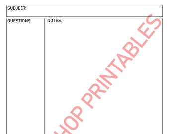 Plain Cornell Style Note Taking Template