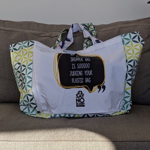 Einkaufstasche / Shopper-Tasche „Mein wiederverwendbarer Shopper“ recycelt & einzigartig - Einkaufstasche / Strandtasche / Pooltasche / Einkaufstasche / kein Plastik