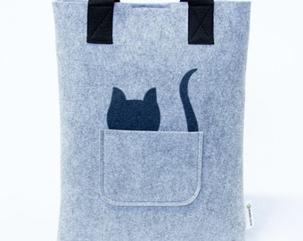 "Kitty Tote Bag" made of rPET felt (recycled PET) - Several interior colors available