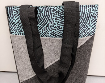 Tote bag “Funky Tote bag” in rPET felt (recycled PET) and upcycled fabrics