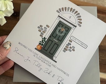 Personalised New Home Card with Custom Door & Names