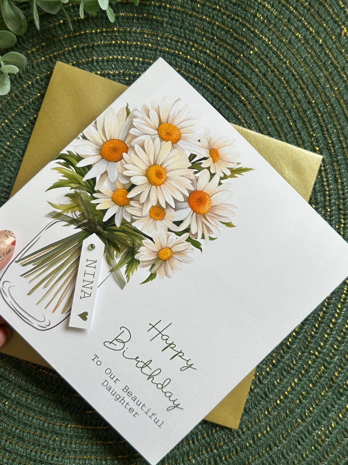 Personalised Daisy Birthday Card, Handmade Floral Greeting Card With ...