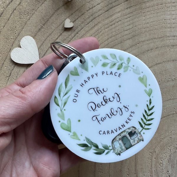Personalised Caravan Keys Keyring, Caravan Gift, Unique Custom Gift, Any Names or Family Name, Caravanning Keyring, English or Welsh,