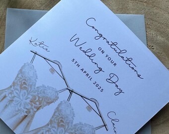 Personalised Wedding Card, Mrs and Mrs, Womens Wedding Dresses, Congratulations on your wedding day, Bride and Bride, Gay Wedding