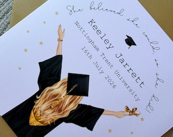 Personalised Graduation Card, Congratulations University Graduation Card for her, Customisable options