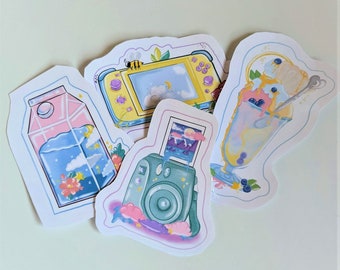 Pastel Dreams Vinyl Sticker - Kawaii Kamera, Switch, Eisbecher