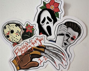 Horror Movie Icon Vinyl Stickers: Laptop Decals, Sticker Pack