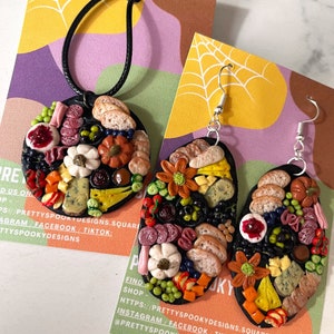 Handmade Fall Charcuterie Polymer Clay Earrings and Necklace Set