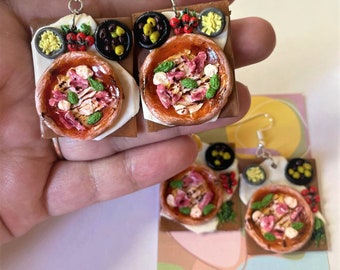 polymer clay earrings // Pizza Party // Food Earrings // Statement Jewellery // Food Themed // Accessories