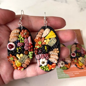 Polymer Clay Earrings // Fall Charcuterie board // Fall grazing board // Food Earrings // Miniature food // Halloween // Accessories