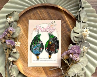 Polymer Clay Earrings //Fairy-tales // statement earrings // Fantasy // cottagecore