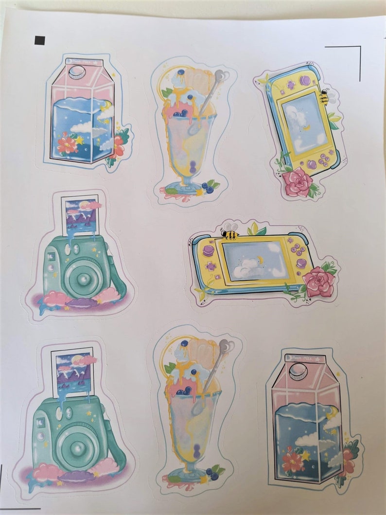 Pastel Dreams Vinyl Sticker Pack – Kawaii Camera, Switch, Sundae image 5