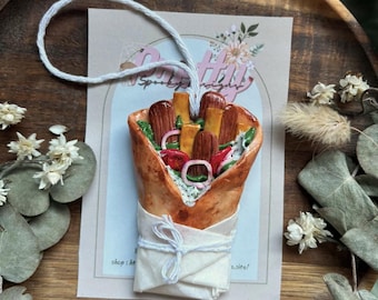 Chicken Gyros Christmas Ornament: Polymer Clay Miniature Food