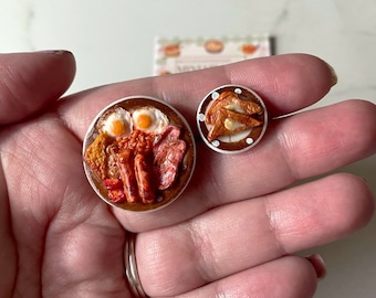 Miniature Clay Breakfast set // polymer clay food // 1/12 scale // Dollhouse food // food miniatures // diorama // realistic scale miniature