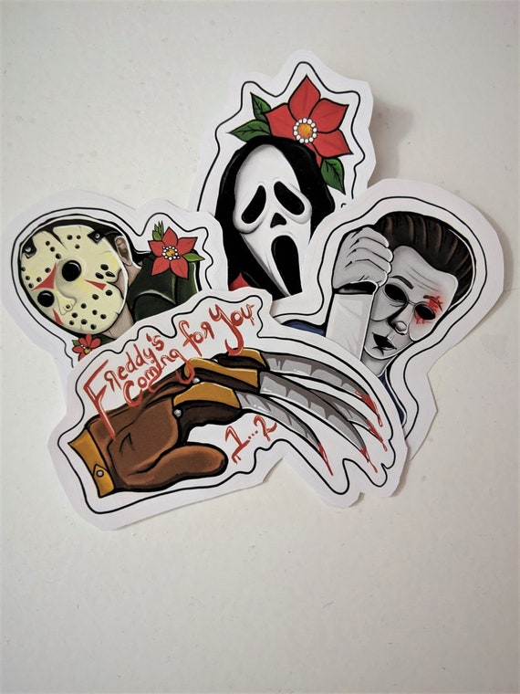 Horror Movie Icon Vinyl Stickers: Laptop Decals, Sticker Pack