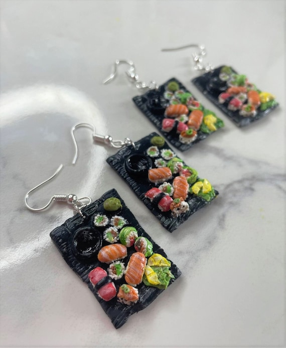 Polymer Clay Earrings Sushi Platters Statement Earrings
