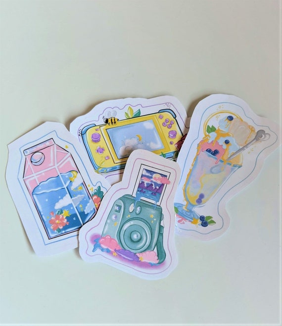 Pastel Dreams Vinyl Sticker Pack – Kawaii Camera, Switch, Sundae